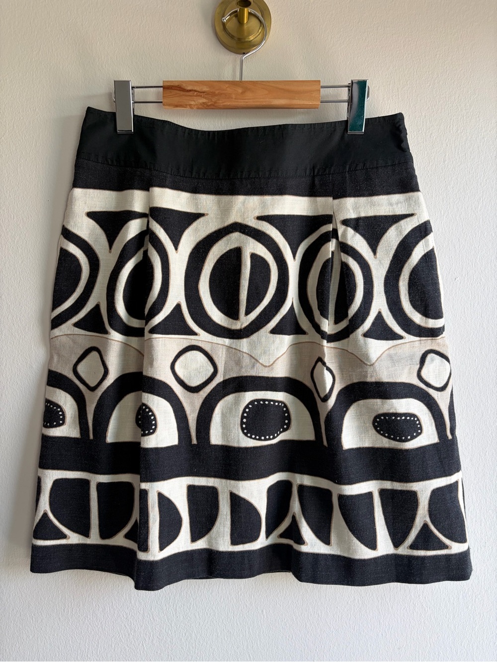 MaxMara Weekend Black and White/Beige Graphic A-Line Skirt